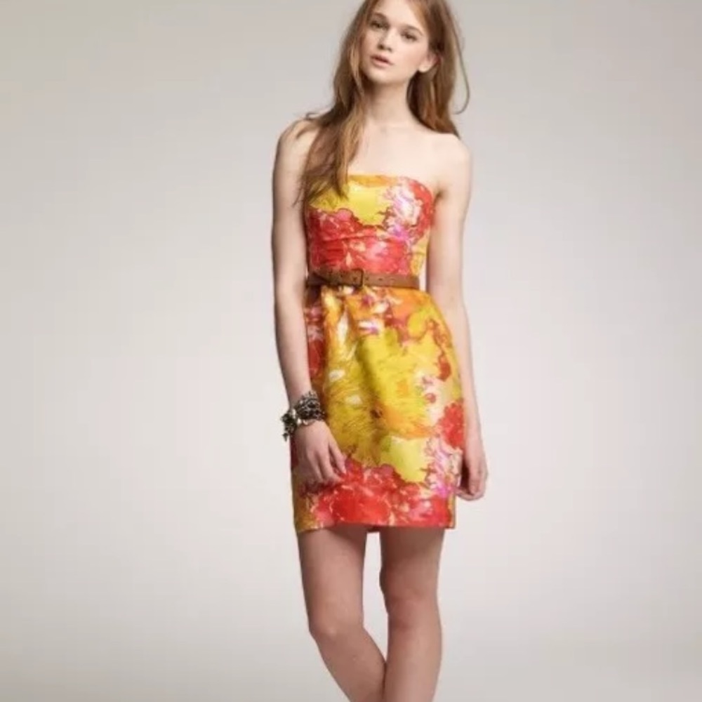J. Crew Sz 10 Strapless Impressionist Floral Dress